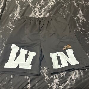 SHEIN Black Athletic Shorts with White and Gold Accents
